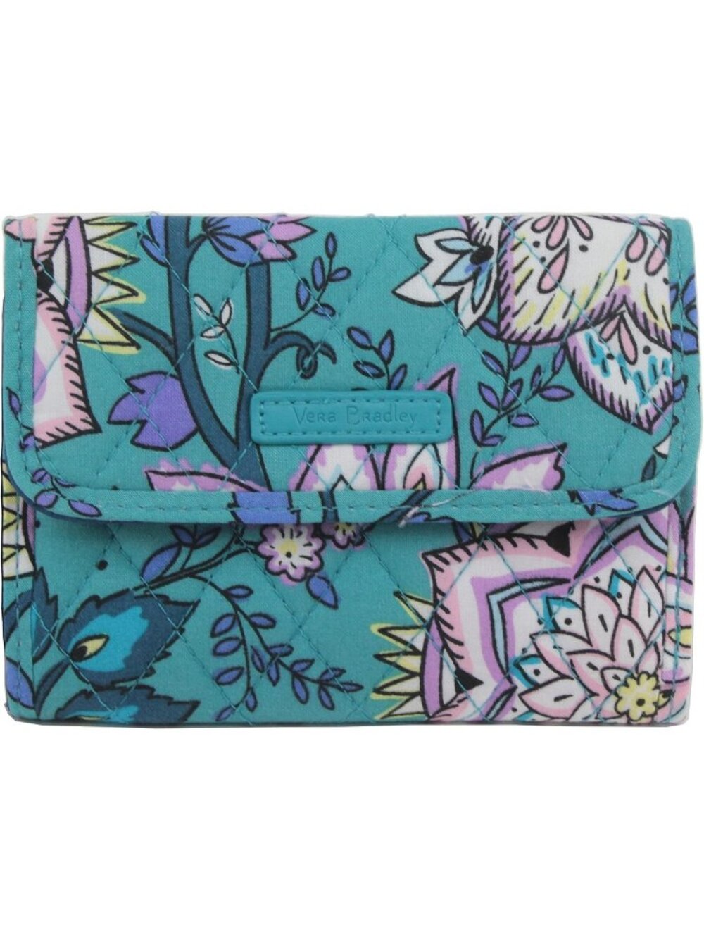 Vera Bradley RFID Euro Wallet in Cotton, Peacock Garden